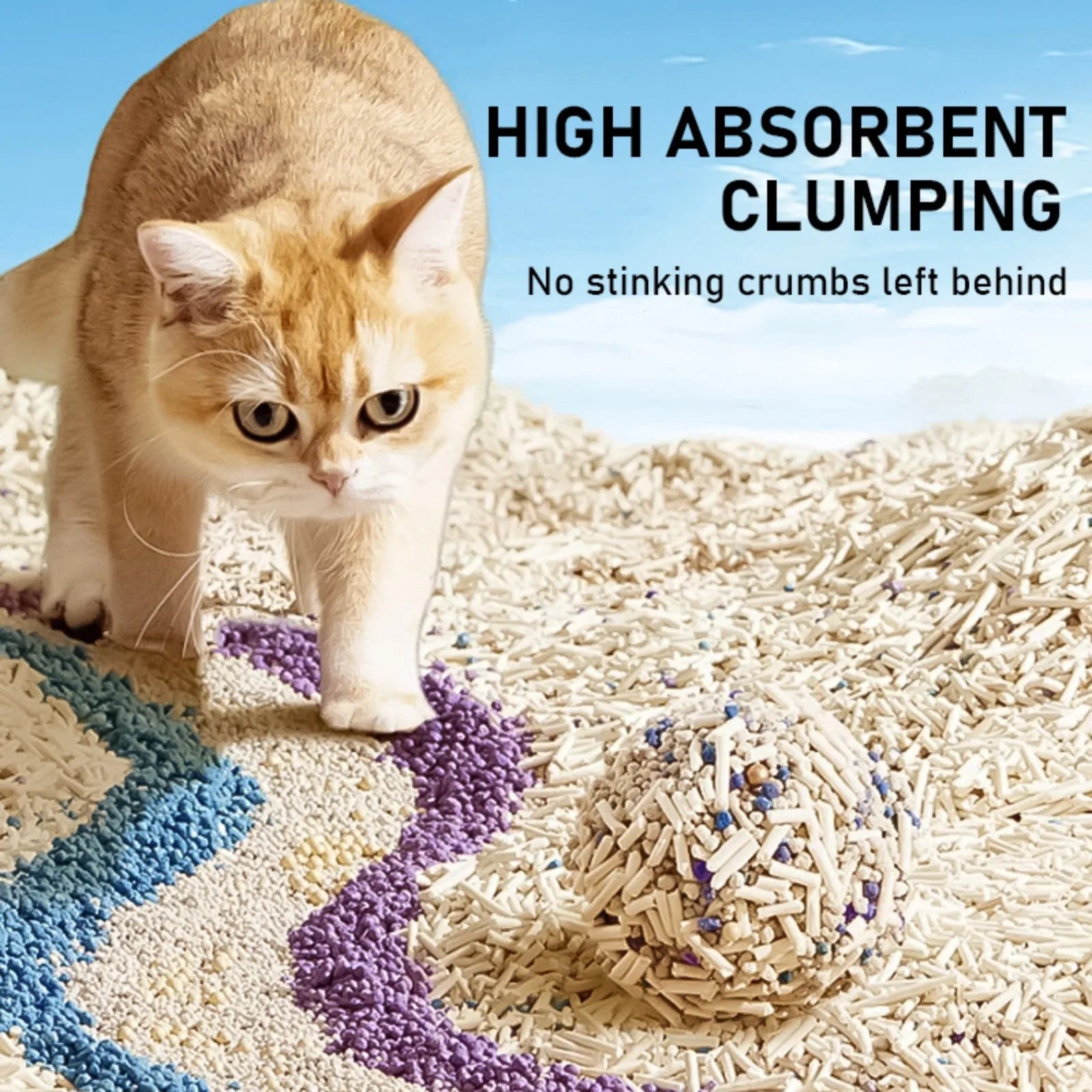 Cat Deodorising Clumping Bio-Enzymatic Bentonite Low Dust Pet Tofu Cat Litter, Home Cat Litter Deodorant Cleaning Pet Products