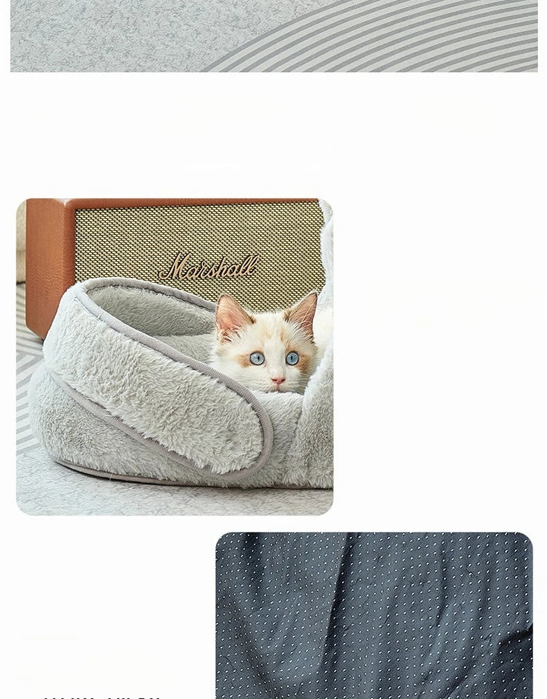 New Semi-enclosed Cat Kennel Winter Warm Slippers Pet Kennel All-season Universal Breathable Non-slip Gray Dog Kennel