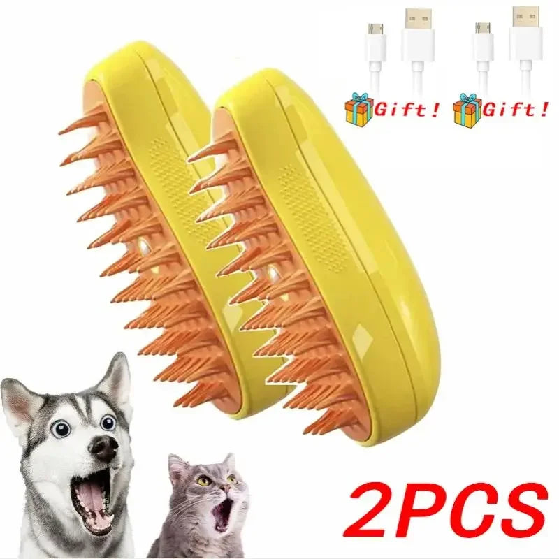 Cat Steam Brush Electric Spray Water Spray Kitten Pet Comb Soft Silicone Depilation Cats Bath Hair Brush Grooming Supplies