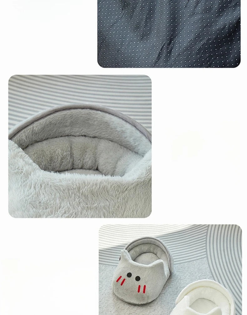 New Semi-enclosed Cat Kennel Winter Warm Slippers Pet Kennel All-season Universal Breathable Non-slip Gray Dog Kennel