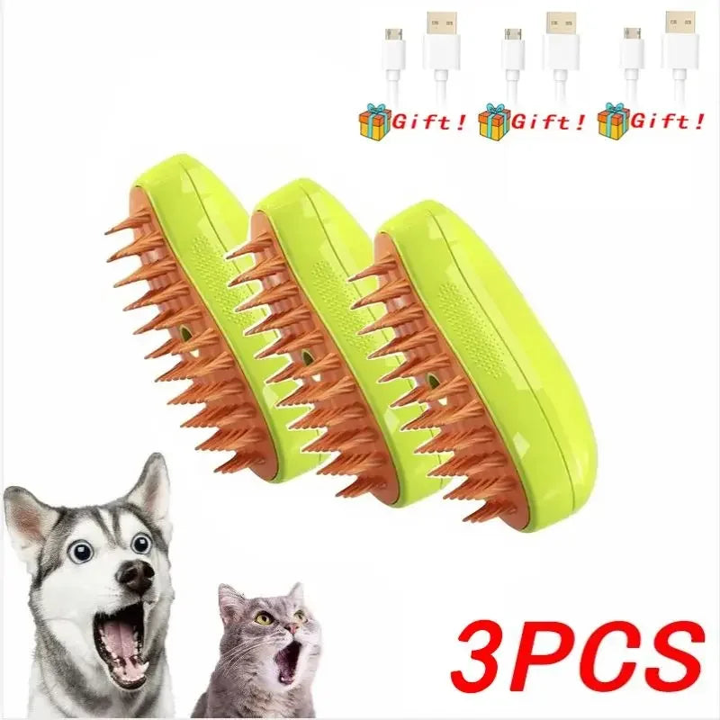 Cat Steam Brush Electric Spray Water Spray Kitten Pet Comb Soft Silicone Depilation Cats Bath Hair Brush Grooming Supplies