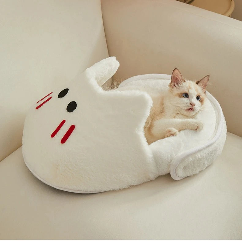 New Semi-enclosed Cat Kennel Winter Warm Slippers Pet Kennel All-season Universal Breathable Non-slip Gray Dog Kennel