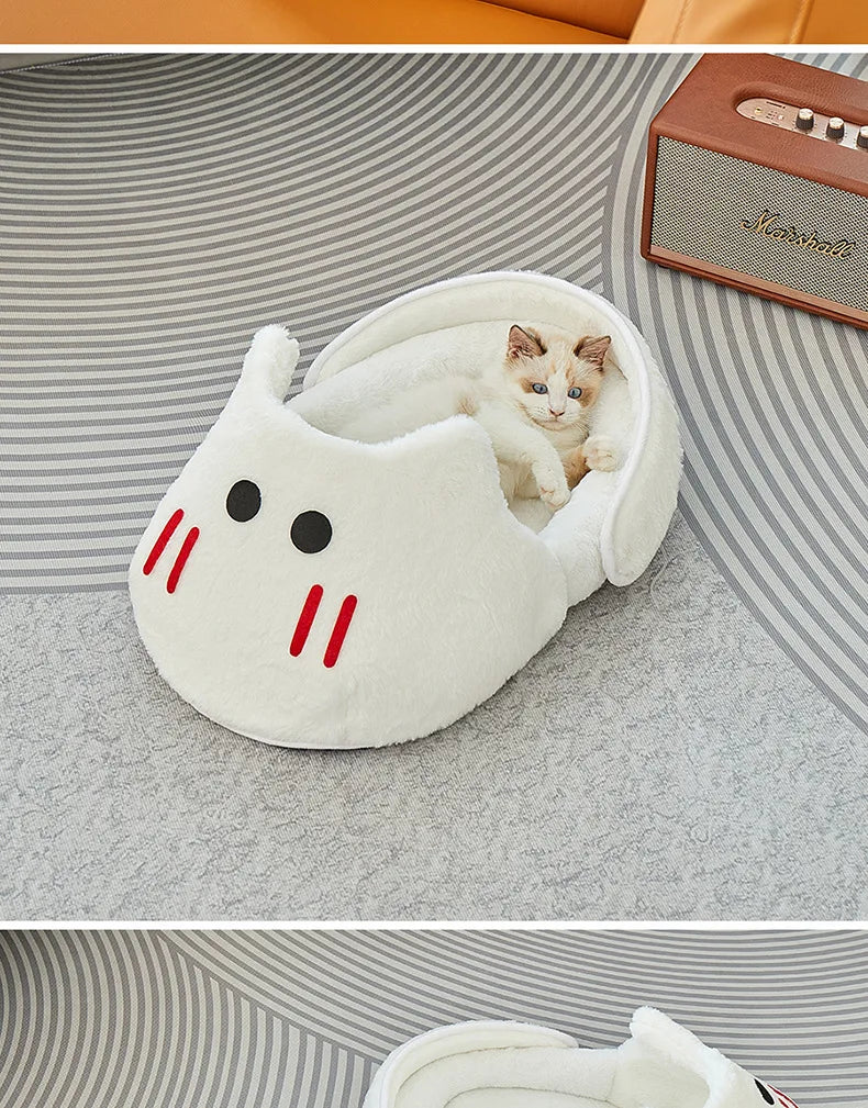 New Semi-enclosed Cat Kennel Winter Warm Slippers Pet Kennel All-season Universal Breathable Non-slip Gray Dog Kennel