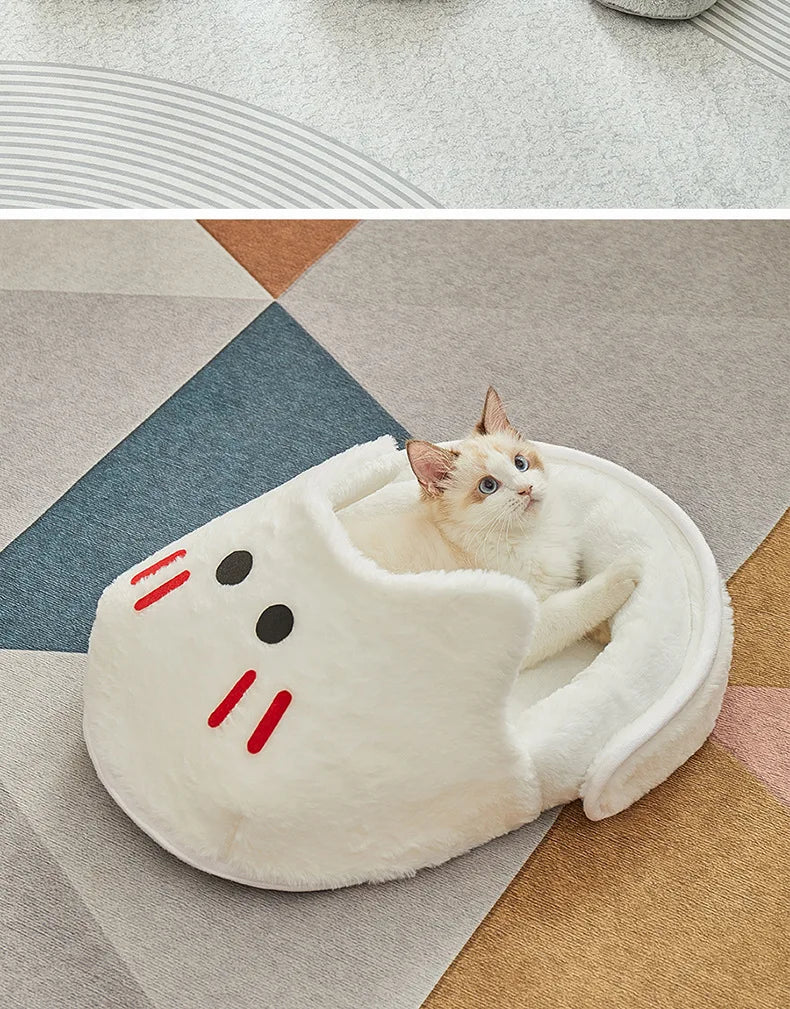 New Semi-enclosed Cat Kennel Winter Warm Slippers Pet Kennel All-season Universal Breathable Non-slip Gray Dog Kennel