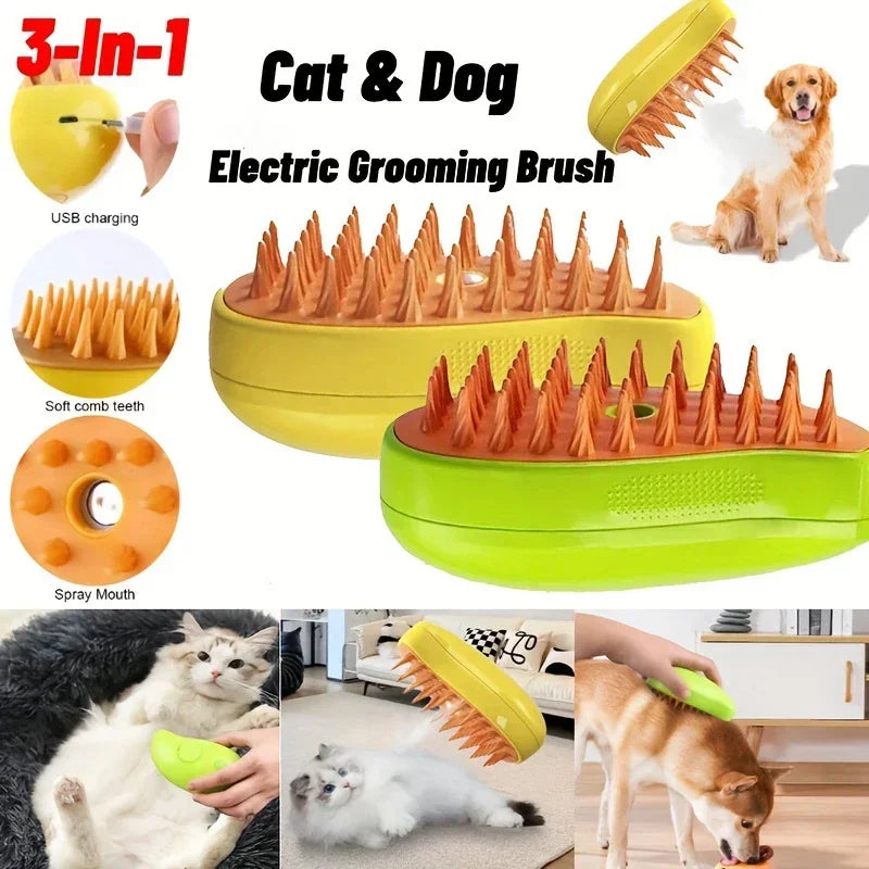 Cat Steam Brush Electric Spray Water Spray Kitten Pet Comb Soft Silicone Depilation Cats Bath Hair Brush Grooming Supplies