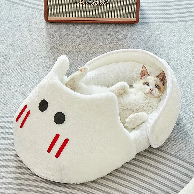 New Semi-enclosed Cat Kennel Winter Warm Slippers Pet Kennel All-season Universal Breathable Non-slip Gray Dog Kennel