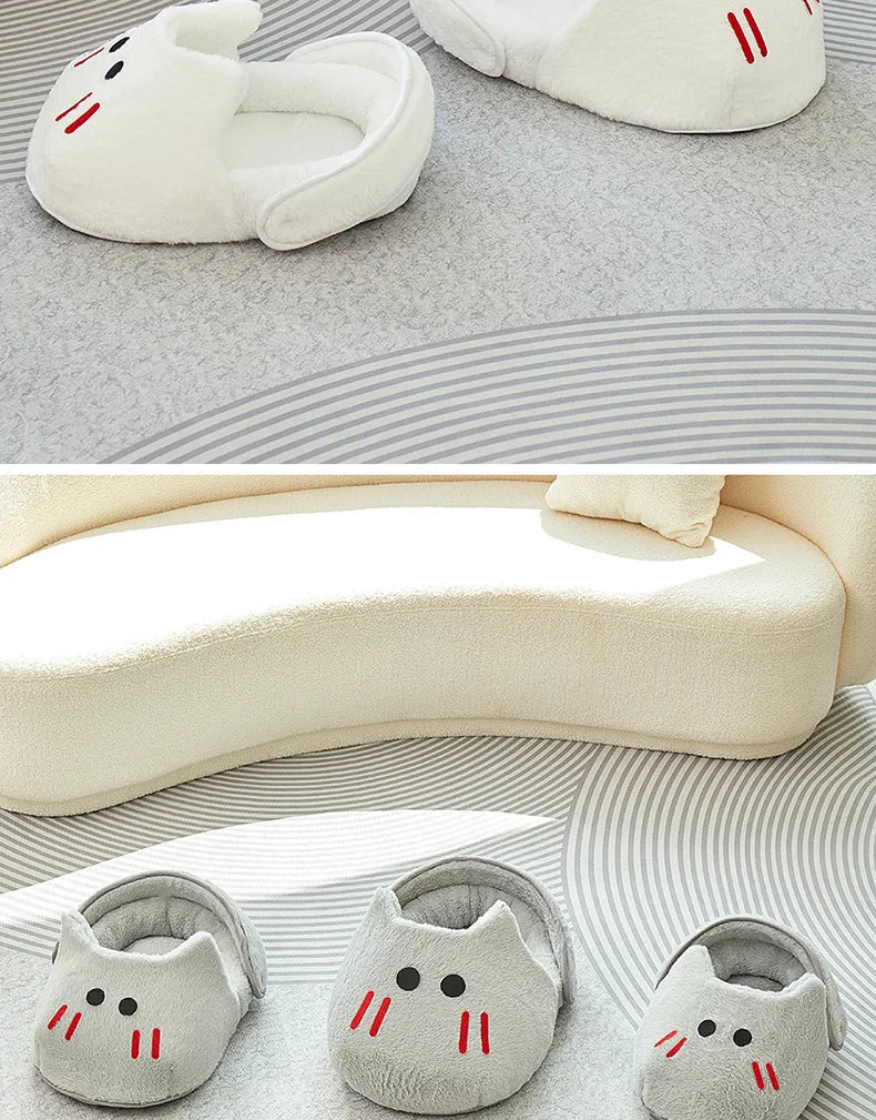 New Semi-enclosed Cat Kennel Winter Warm Slippers Pet Kennel All-season Universal Breathable Non-slip Gray Dog Kennel