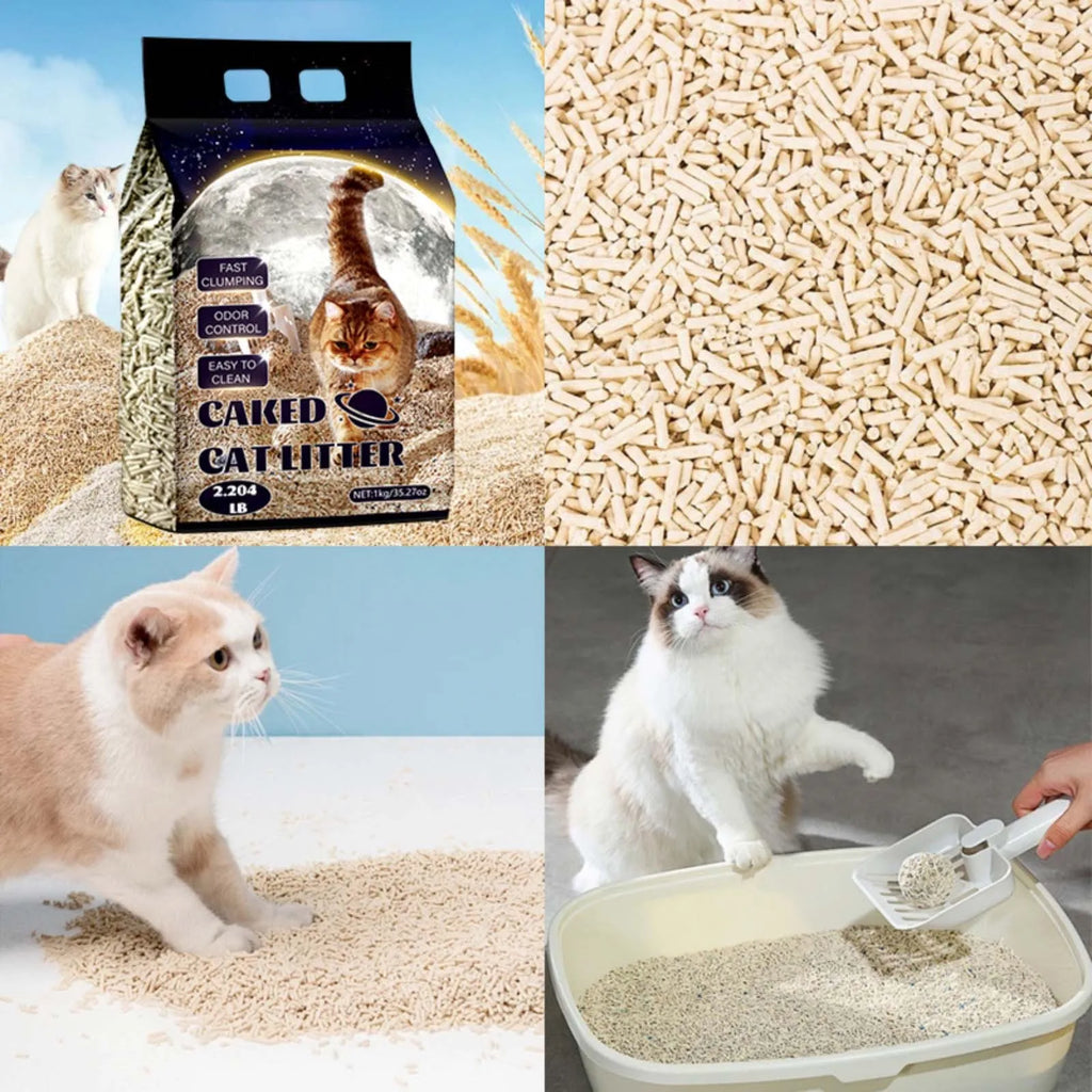 Cat Deodorising Clumping Bio-Enzymatic Bentonite Low Dust Pet Tofu Cat Litter, Home Cat Litter Deodorant Cleaning Pet Products