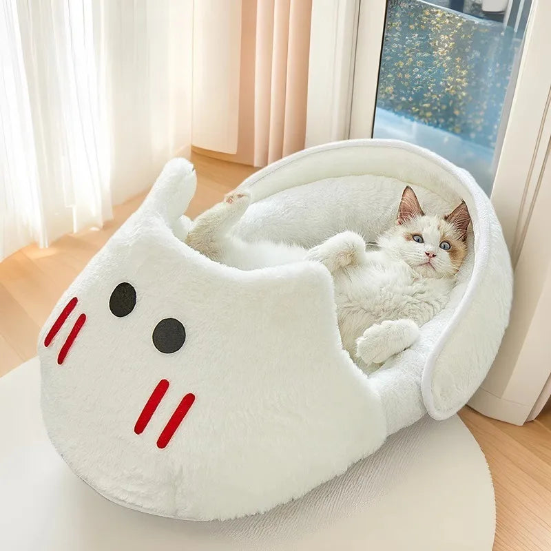 New Semi-enclosed Cat Kennel Winter Warm Slippers Pet Kennel All-season Universal Breathable Non-slip Gray Dog Kennel