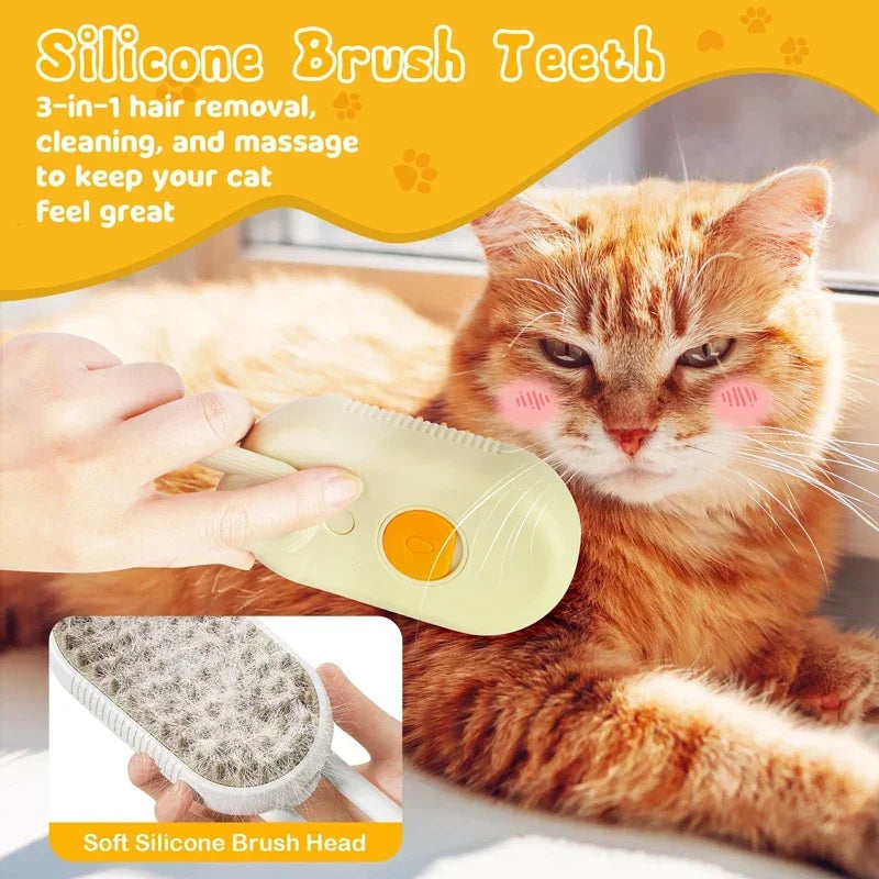 Cat Steam Brush Electric Spray Water Spray Kitten Pet Comb Soft Silicone Depilation Cats Bath Hair Brush Grooming Supplies