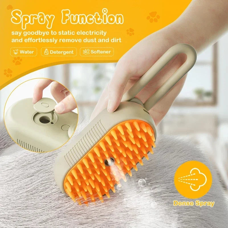 Cat Steam Brush Electric Spray Water Spray Kitten Pet Comb Soft Silicone Depilation Cats Bath Hair Brush Grooming Supplies