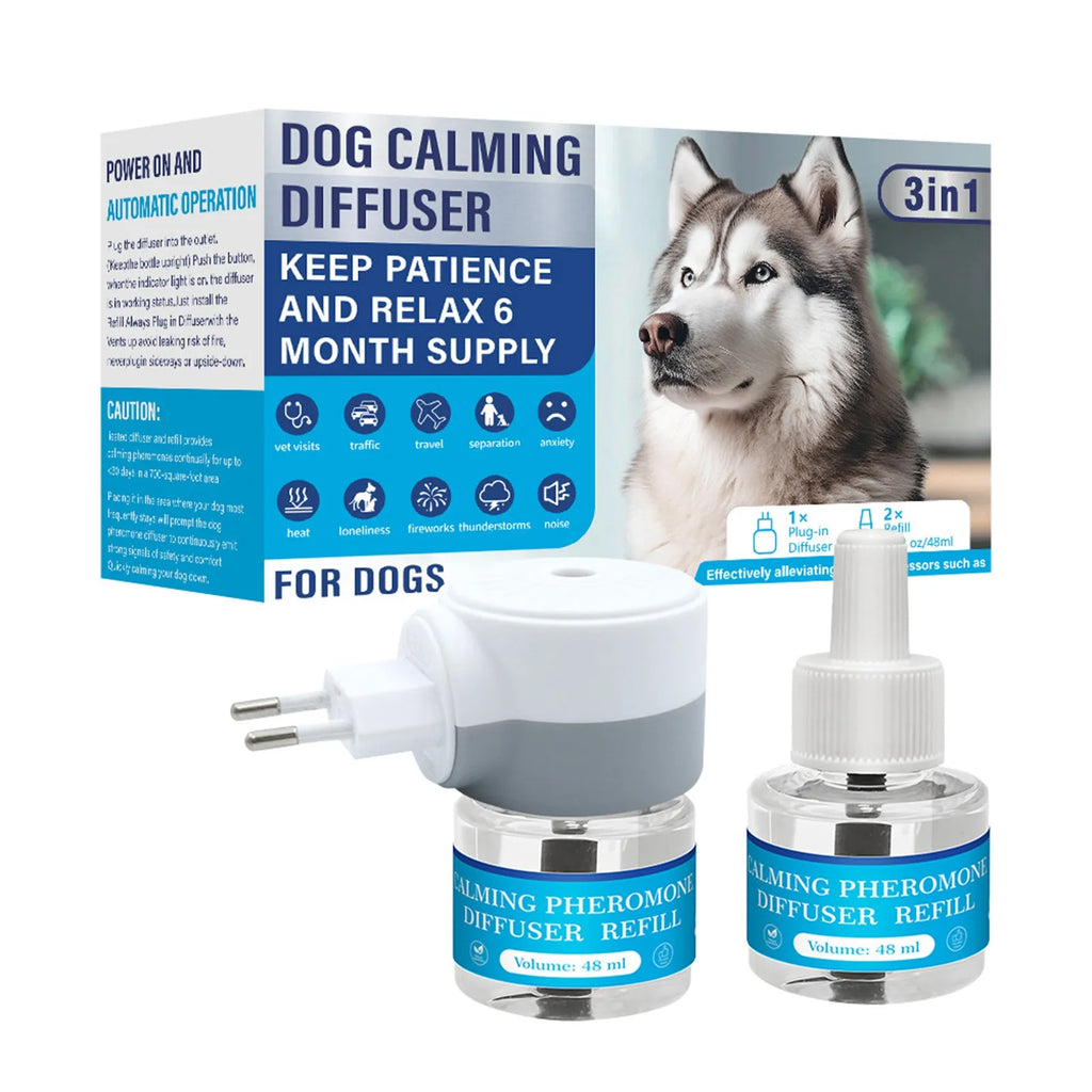 Vet-Approved 3-in-1 Cat Calming Diffuser - Stress Anxiety Relief Reduces Scratching/Barking with 2x48mL Refills & Base