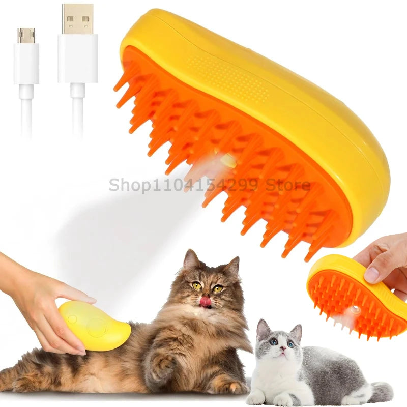 Cat Steam Brush Electric Spray Water Spray Kitten Pet Comb Soft Silicone Depilation Cats Bath Hair Brush Grooming Supplies