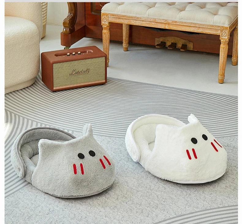 New Semi-enclosed Cat Kennel Winter Warm Slippers Pet Kennel All-season Universal Breathable Non-slip Gray Dog Kennel