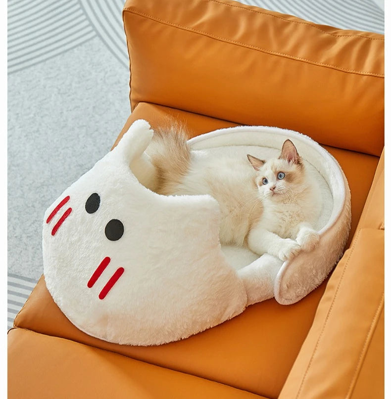 New Semi-enclosed Cat Kennel Winter Warm Slippers Pet Kennel All-season Universal Breathable Non-slip Gray Dog Kennel